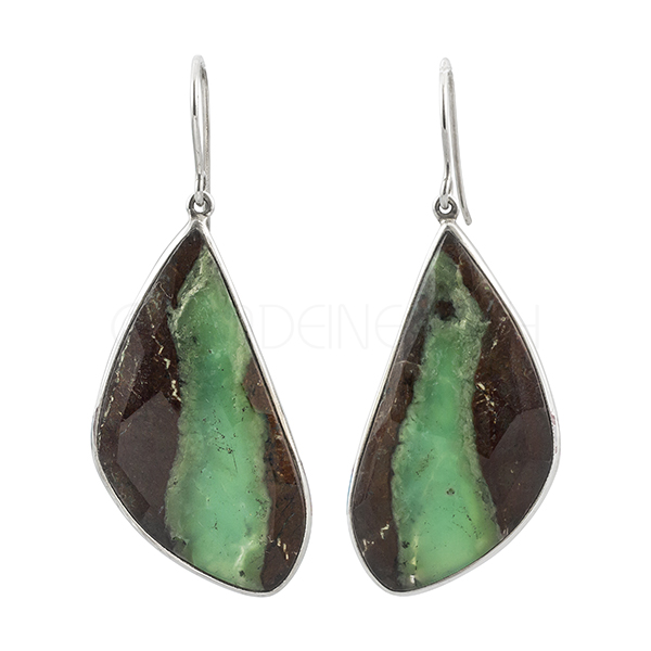 Chrysoprase in Matrix Earrings 